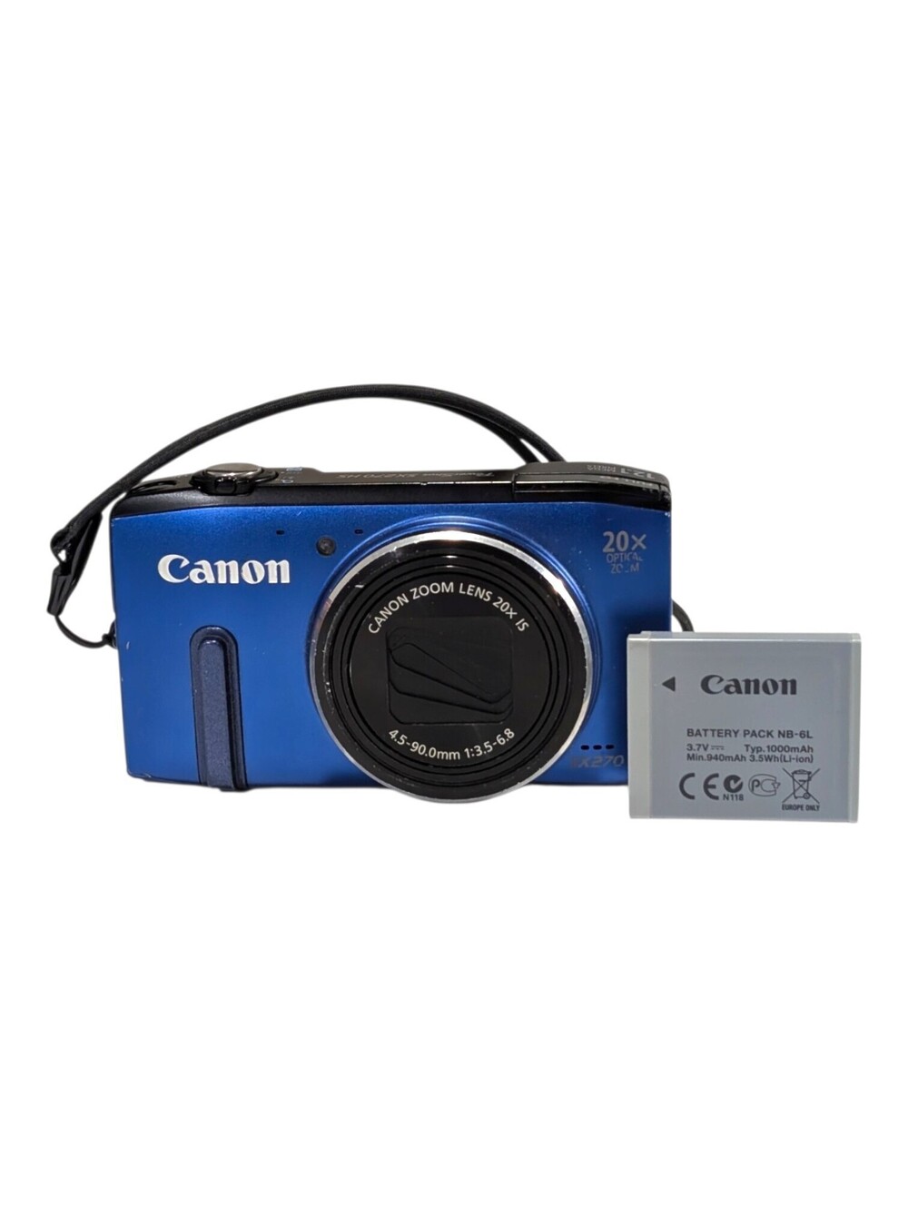 Canon PowerShot SX270 HS 12.1MP Blue Digital Camera Cracked Screen